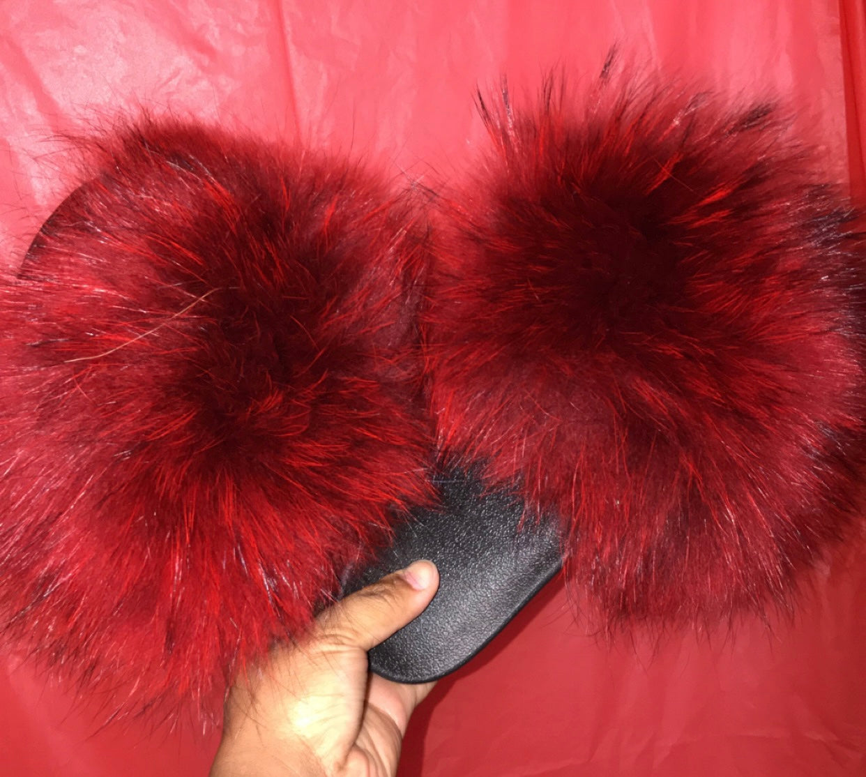 Ruby Red fur slides