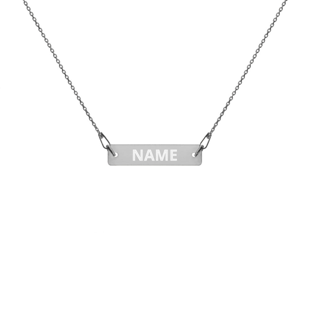 Engraved Silver Bar Chain Necklace “CUSTOMIZABLE”